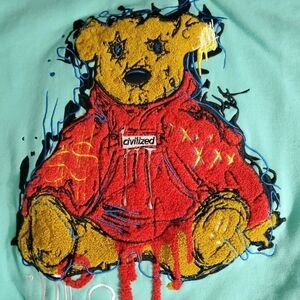 Civilized Sweatshirt Unisex Sweater Streetwear Pullover Teddy Bear Embroidered